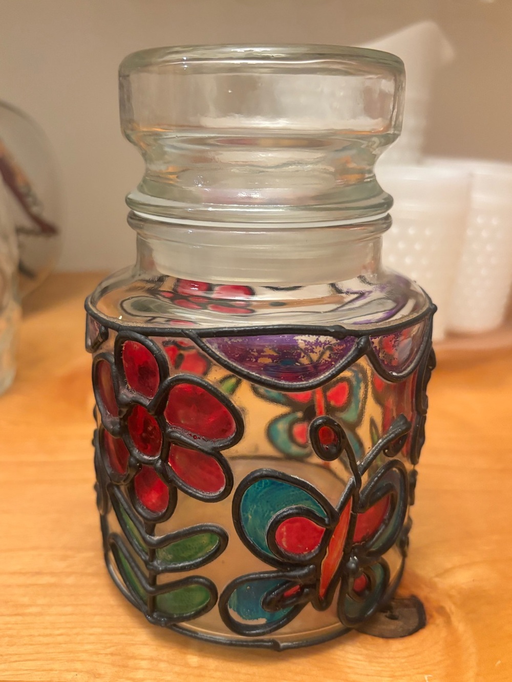 Counterpoint San Francisco Glass Jar Hand painted (stained glass effect)